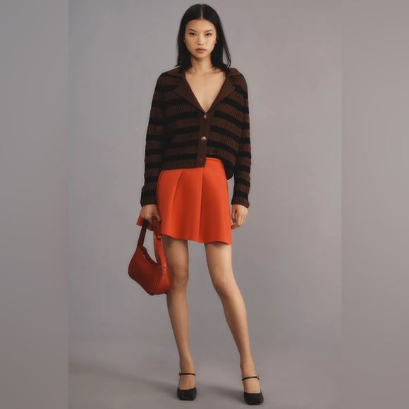 NWT! Maeve by Anthropologie Pleated Pull-On Scuba Mini Skirt - Cherry Red - XL 🏀 - Picture 3 of 7